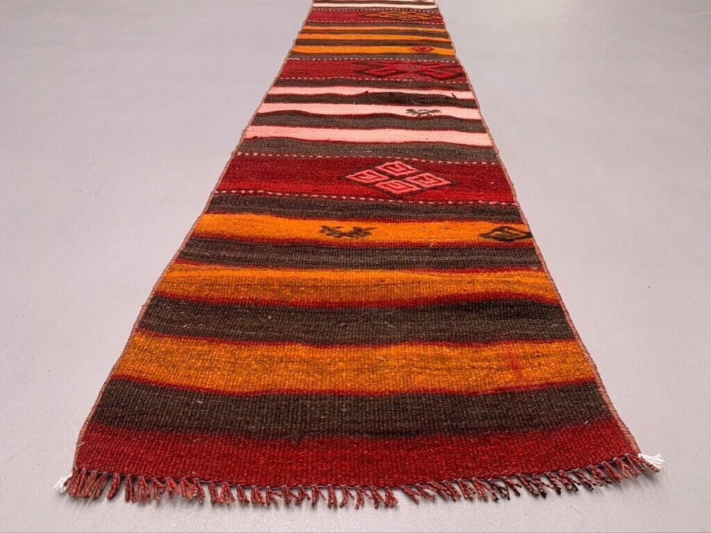 Old Turkish Narrow Kilim Runner 362x45 Cm Shabby Chic, Vintage Kelim photo for sale