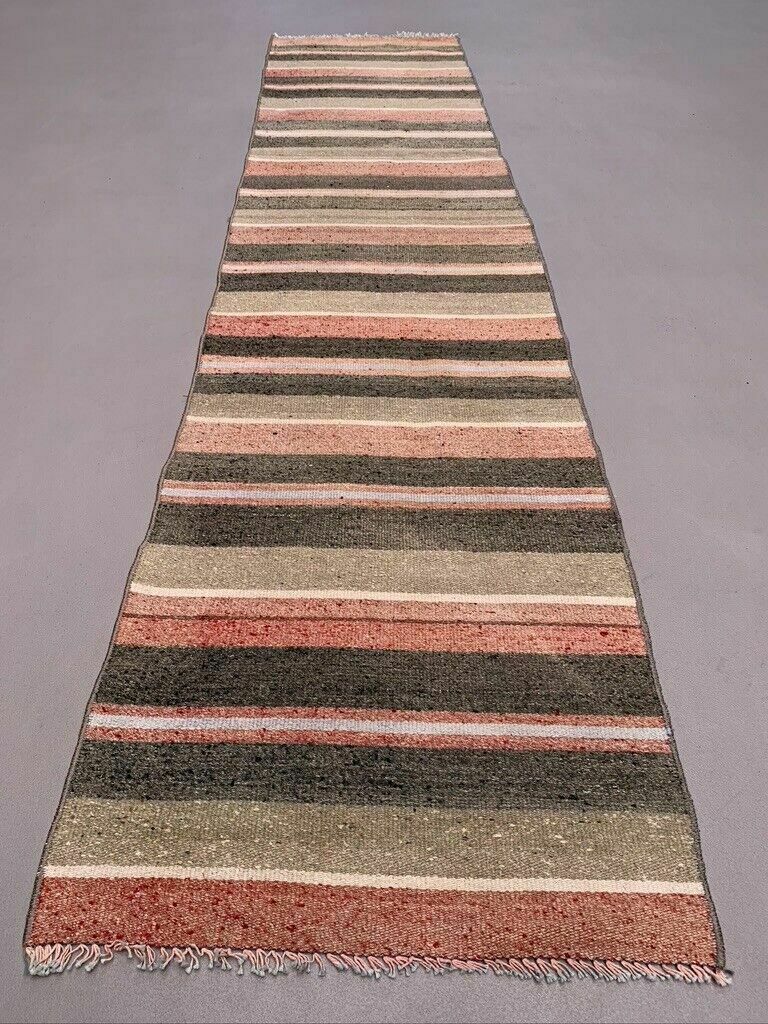Old Turkish Narrow Kilim Runner 217x49 Cm Shabby Chic, Vintage Kelim