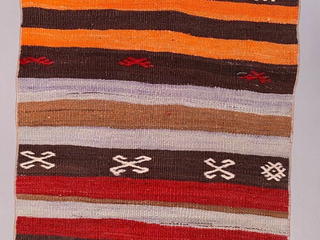 Old Turkish Narrow Kilim Runner 410x63 Cm Shabby Chic, Vintage Kelim photo vinterior