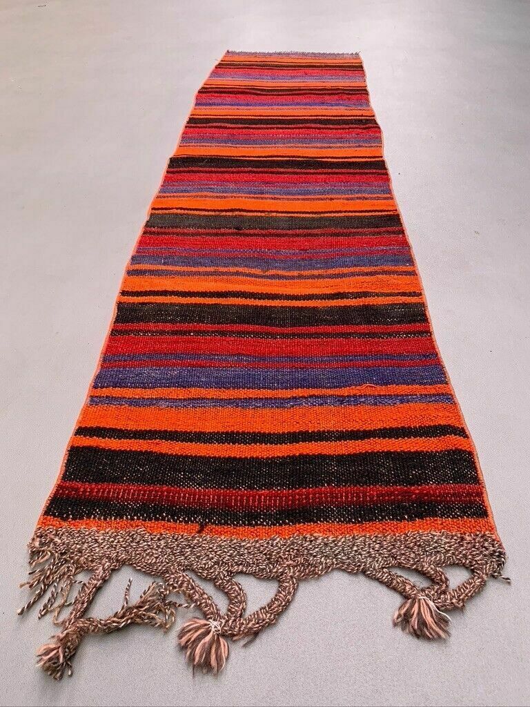 Old Turkish Narrow Kilim Runner 215x52 Cm Shabby Chic, Vintage Kelim