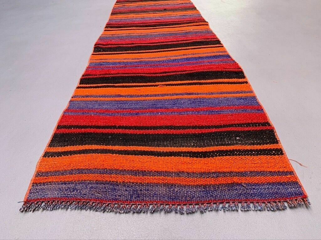 Old Turkish Narrow Kilim Runner 215x52 Cm Shabby Chic, Vintage Kelim photo for sale
