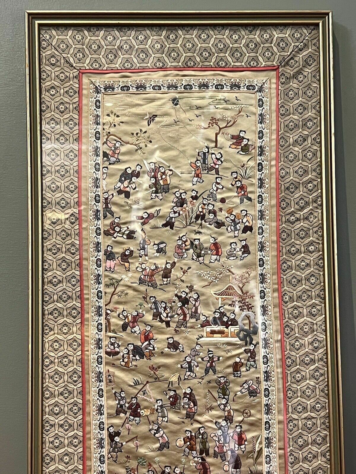 Oriental Chinese Guó Huà Traditional 100 Children At Play Silk Work Embroidery photo 285.0
