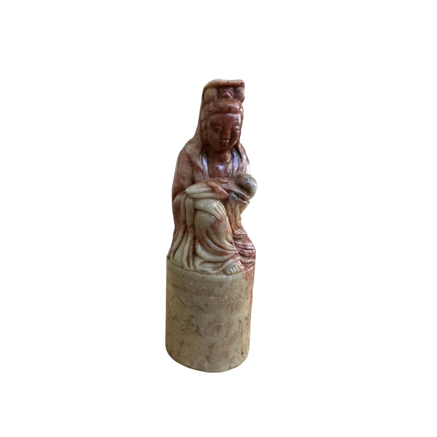 Antique Chinese Soapstone Seal Carved With A Representation Of The Goddess Guan Yin photo buy