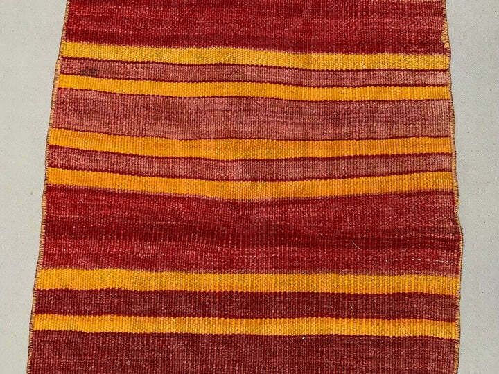 Old Turkish Narrow Kilim Runner 264x54 Cm Shabby Chic, Vintage Kelim photo Textiles