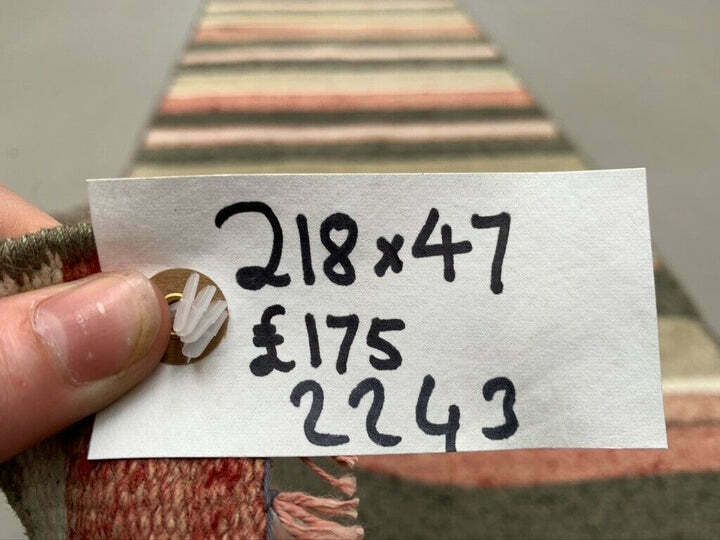 Old Turkish Narrow Kilim Runner 218x47 Cm Shabby Chic, Vintage Kelim photo buy
