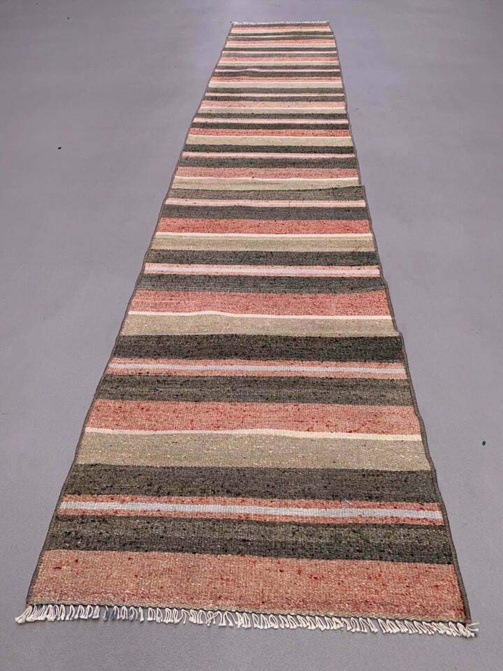 Old Turkish Narrow Kilim Runner 275x50 Cm Shabby Chic, Vintage Kelim