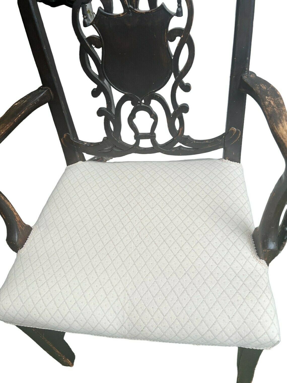 19th Century Chippendale Style Elbow Chair With Herringbone Upholstery photo Furniture