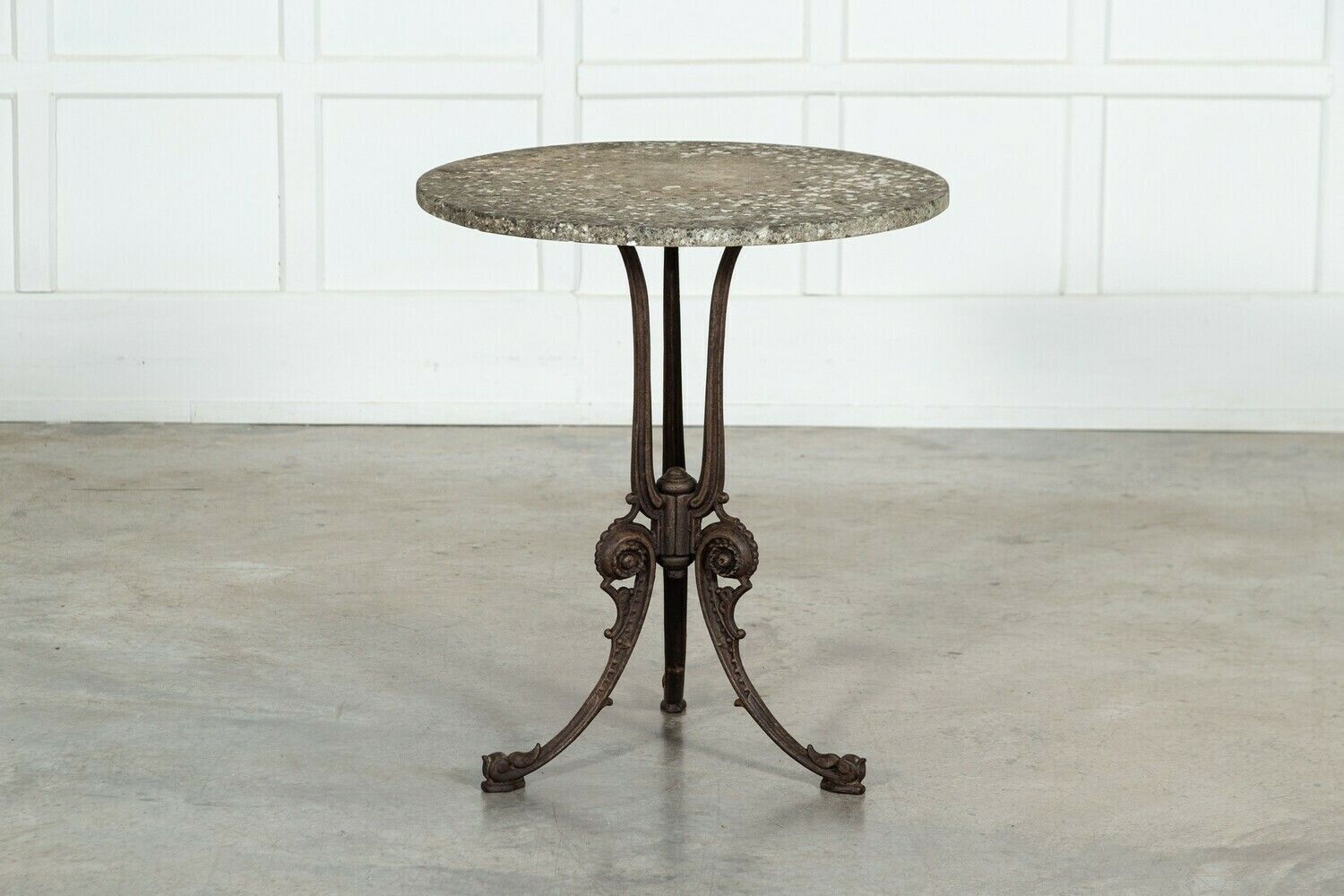19thc English Painted Cast Iron Marble Garden Table