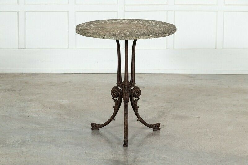 19thc English Painted Cast Iron Marble Garden Table photo 2588.0