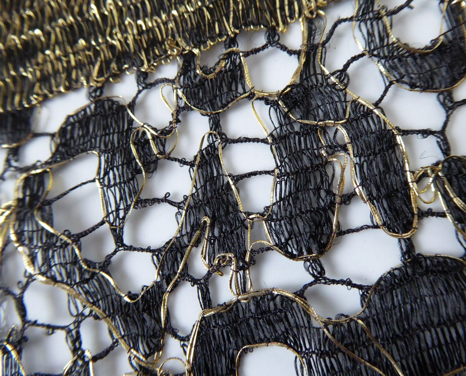 Gold And Black Antique French Lace Fabric   Dressmaking Lace   Vintage Lace photo Textiles
