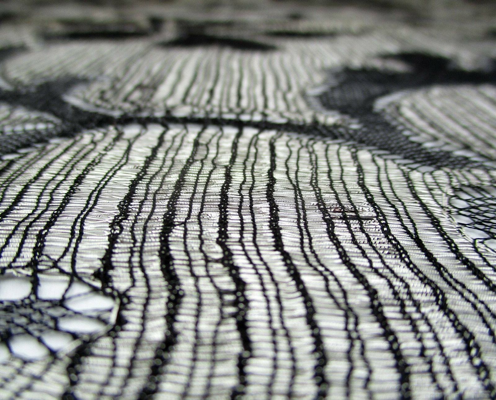 photo furniture Silver And Black Antique French Lace Fabric   Dressmaking Lace   Vintage Lace   1910 / 1920s