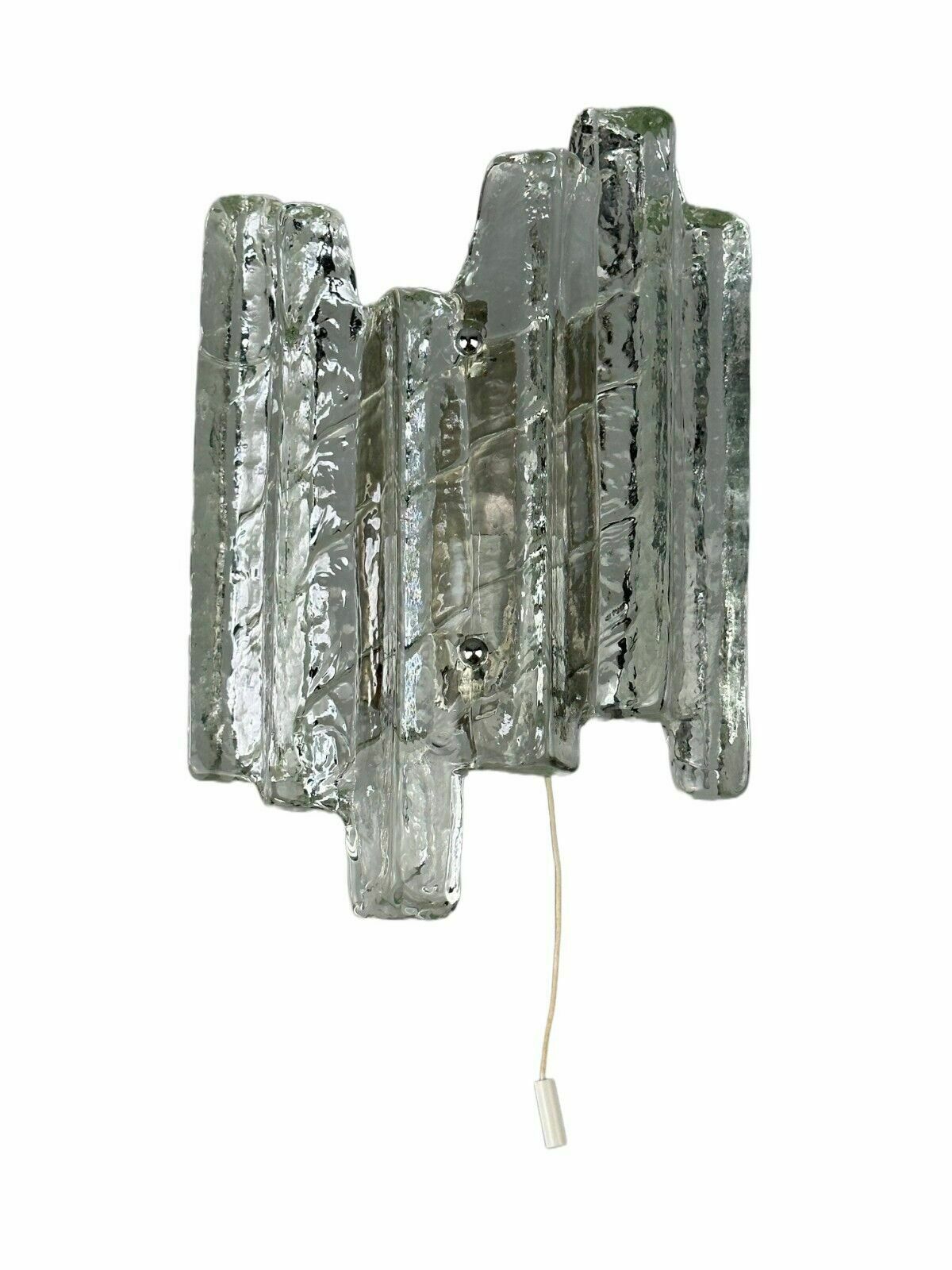 60s 70s Wall Lamp Wall Sconce Fischer Leuchten Germany Ice Glas Design