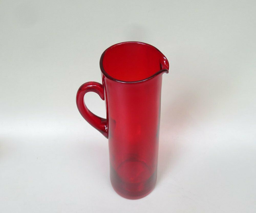 Water Jug With 7 Glasses In Red By Reijmyre Sweden, Designed  By Monica Bratt, Sweden, 1950s, Set Of 8 photo 779.45