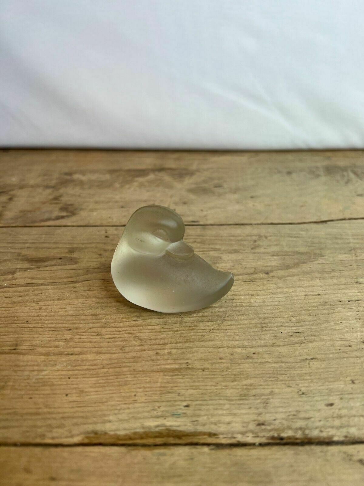 Vintage 1920’s Leerdam Lucienne Bloch Frosted Glass Duck, With Original Sticker