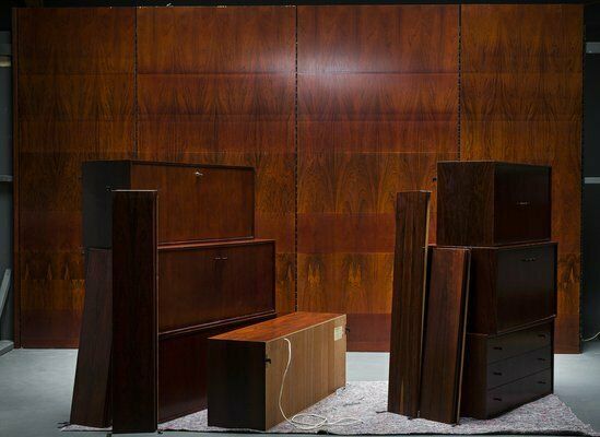 German Rosewood Modular Wall Shelves From Idee Mobel, 1960s, 25 Sets photo 3530.42