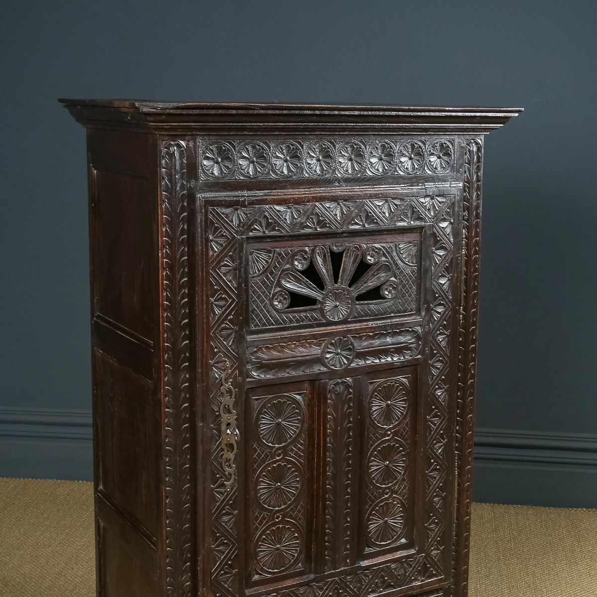 French 19th Century Chestnut Carved Kitchen Housekeepers Food Cupboard (Circa 1830) photo for sale