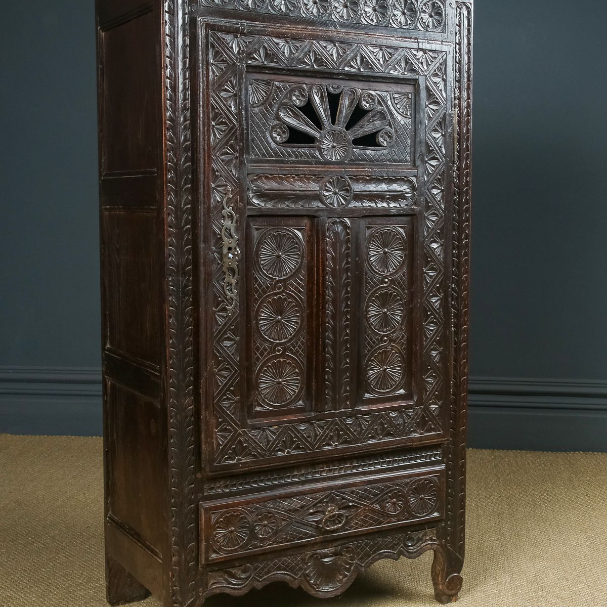French 19th Century Chestnut Carved Kitchen Housekeepers Food Cupboard (Circa 1830) photo Furniture