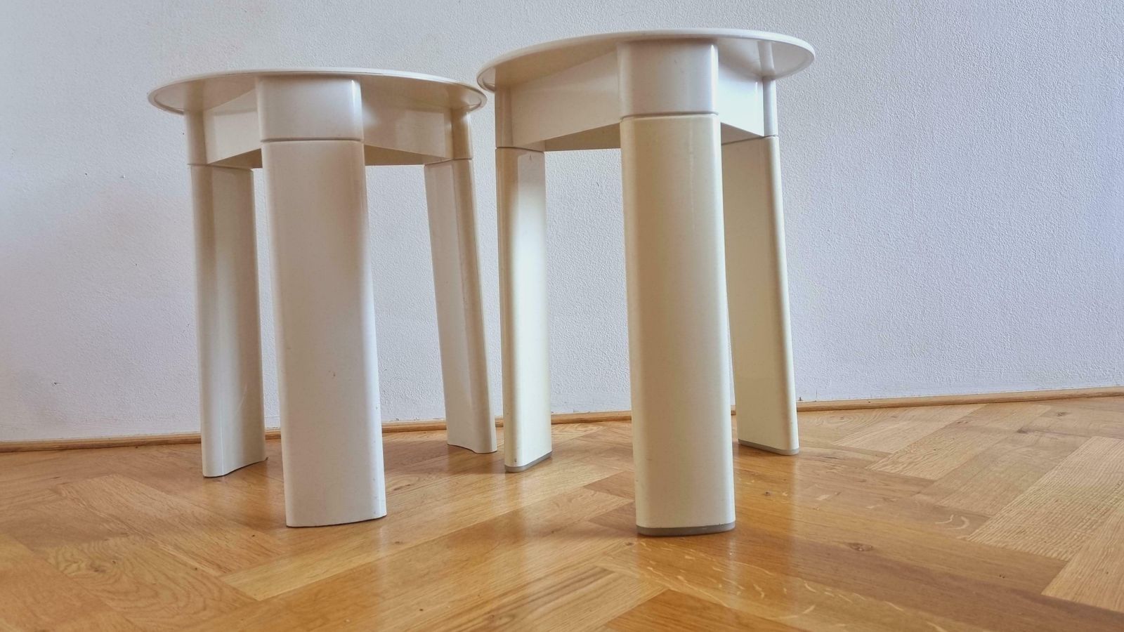 photo for sale Pair Of Midcentury Stools Or Side Tables Trio, Olaf Von Bohr, Gedy, Italy, 1970s
