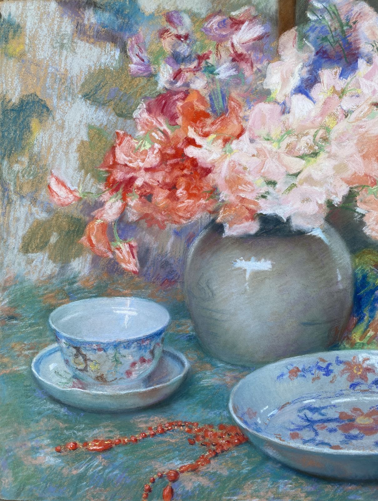 Joseph Vande Fackere, Bruges 1879 – 1946, Les Fleurs Et Accessoires, Pastel photo 3200.0