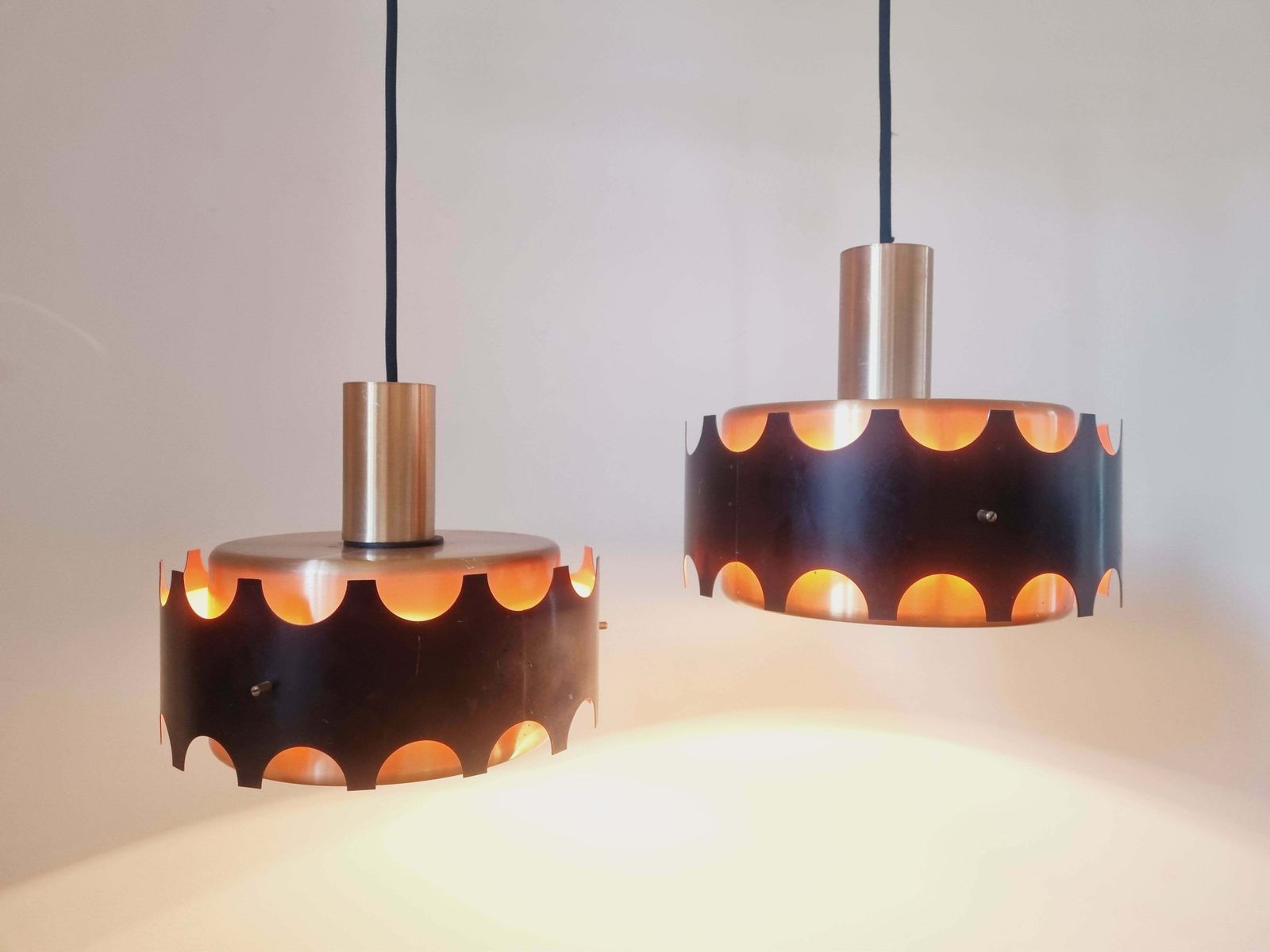 photo vinterior Pair Of Midcentury Pendants In Style Of Jo Hammerborg, Denmark, 1970s