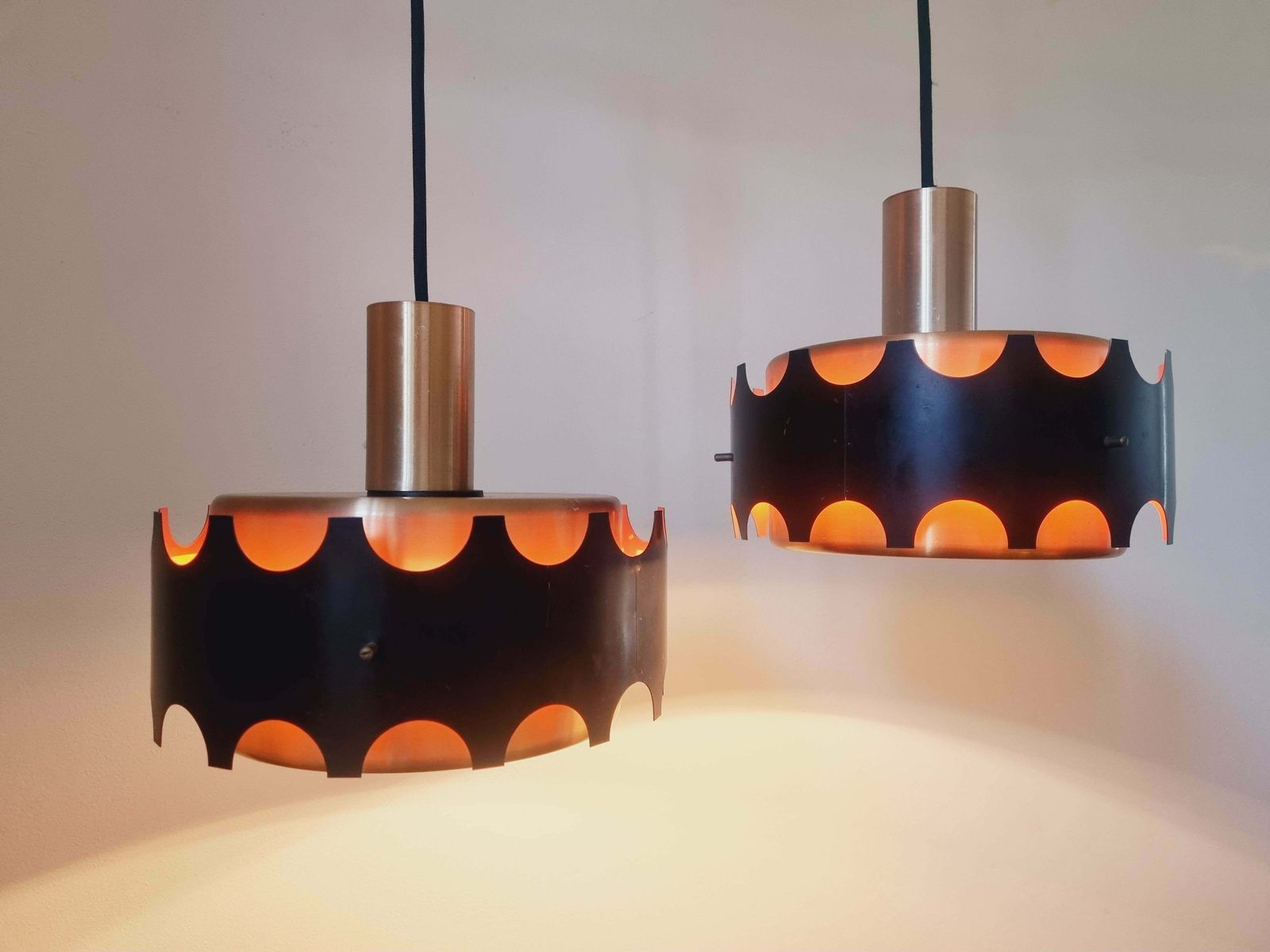 photo buy Pair Of Midcentury Pendants In Style Of Jo Hammerborg, Denmark, 1970s