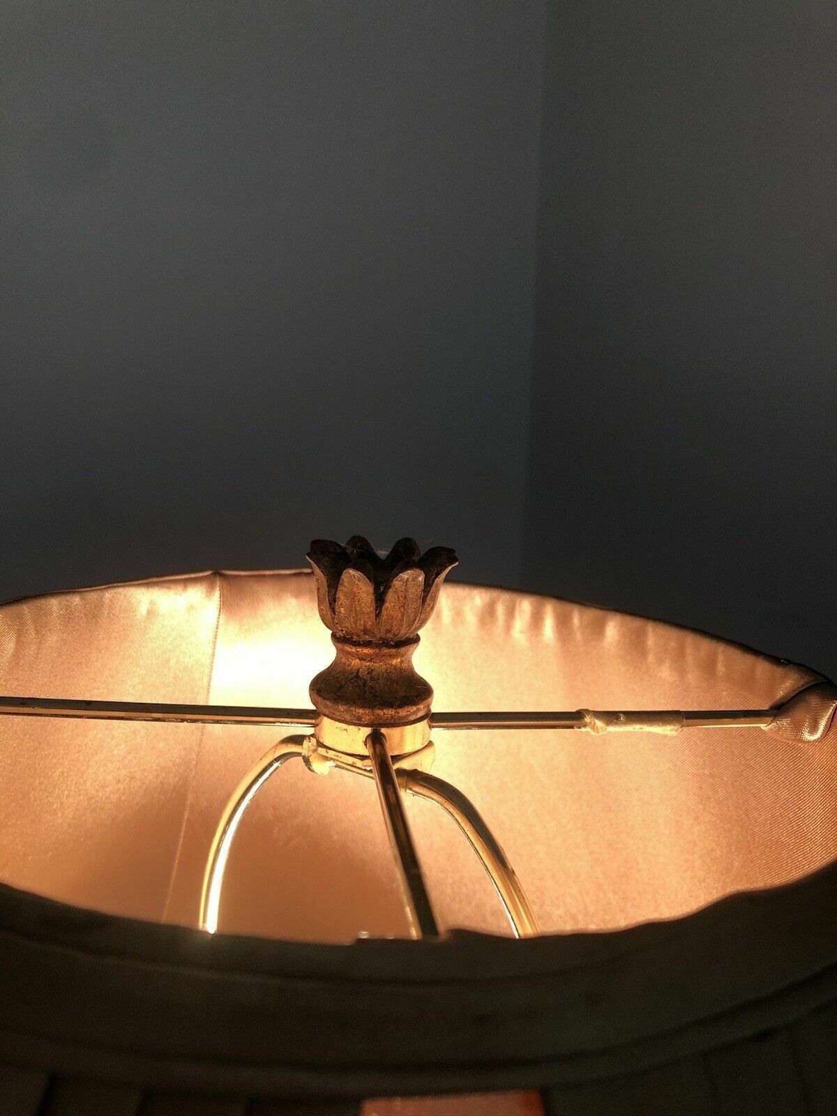 Vintage Faux Marble Black & Gold Table Lamp P.A.T. Tested With Shade photo 50.0