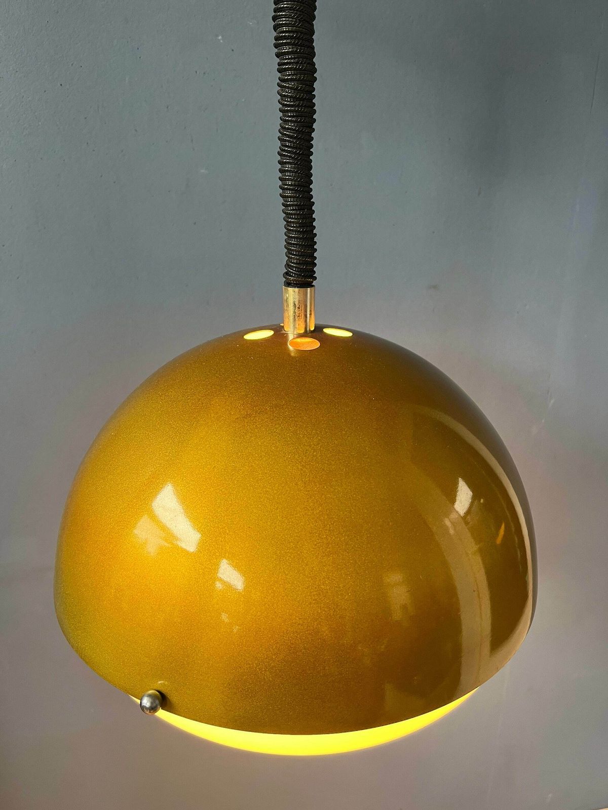 Gold Sparkle Mid Century Pendant Lamp   Space Age Hanging Lamp   Metallic Moon Light Fixture photo Lighting