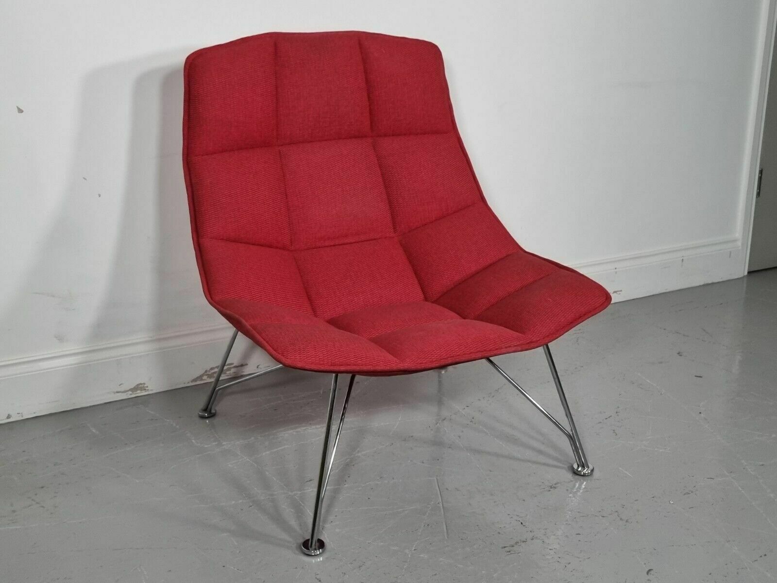 Knoll Jehs And Laub Lounge Chair In Red Fabric (Pic 4 photo vintage