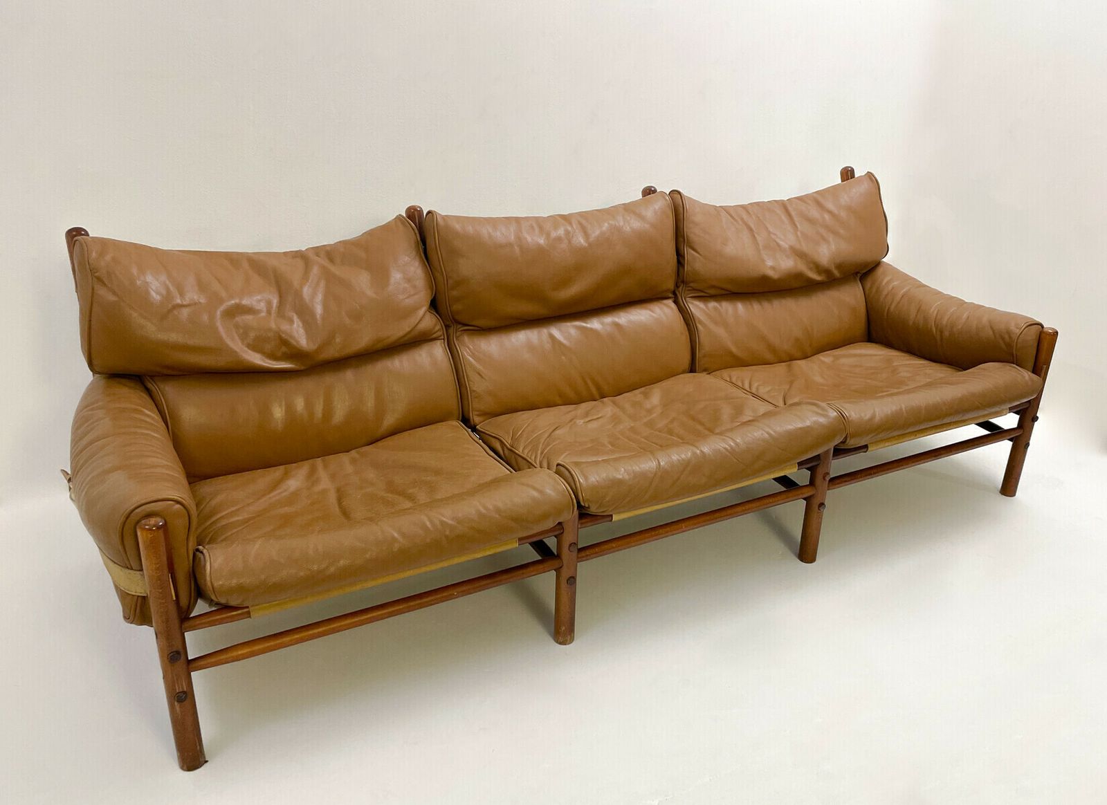 Vintage "Kontiki" Three Seater Leather Sofa By Arne Norell