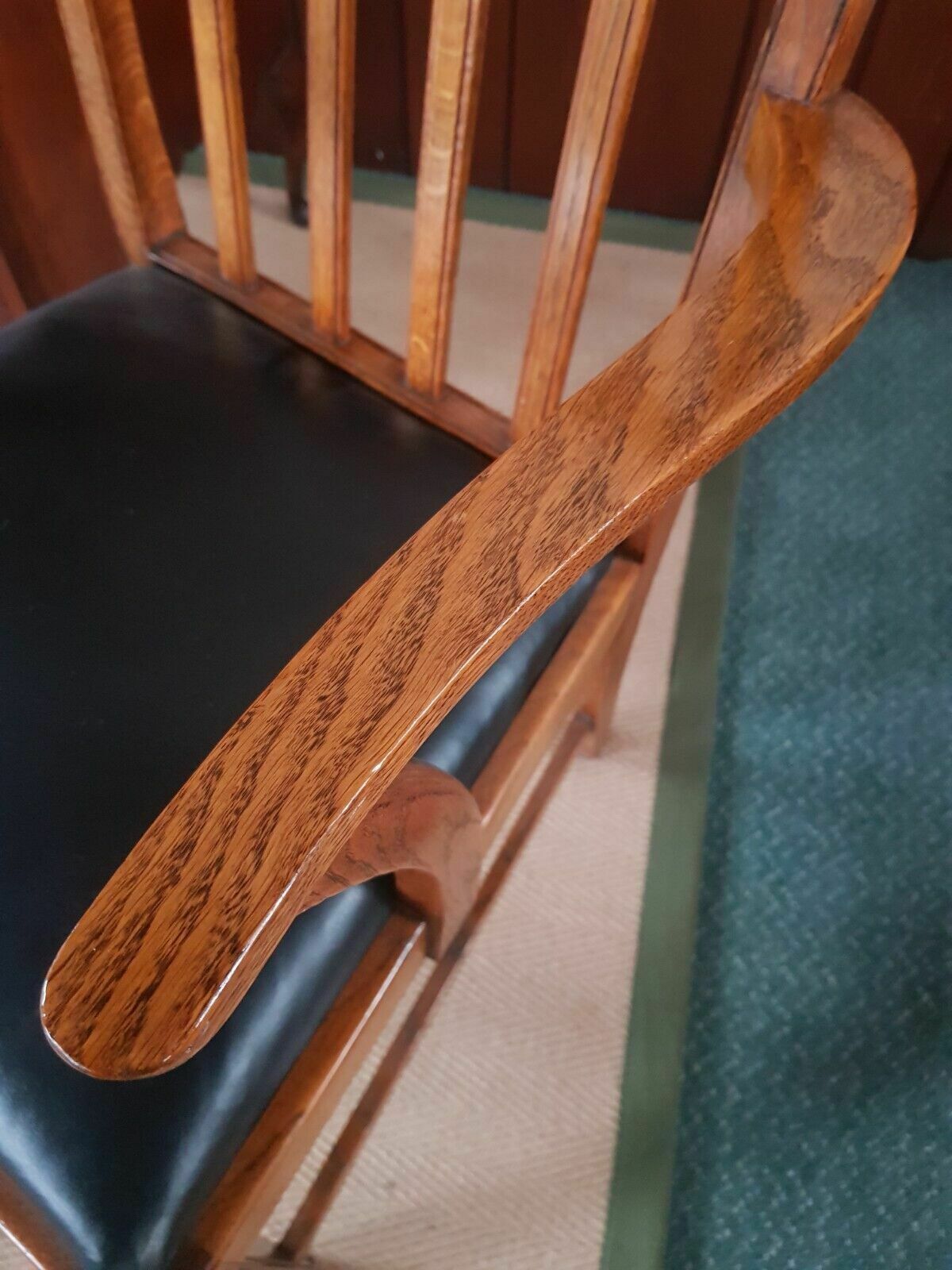 A Set Of Six Edward Barnsley Oak Leather Chairs 50s photo Furniture