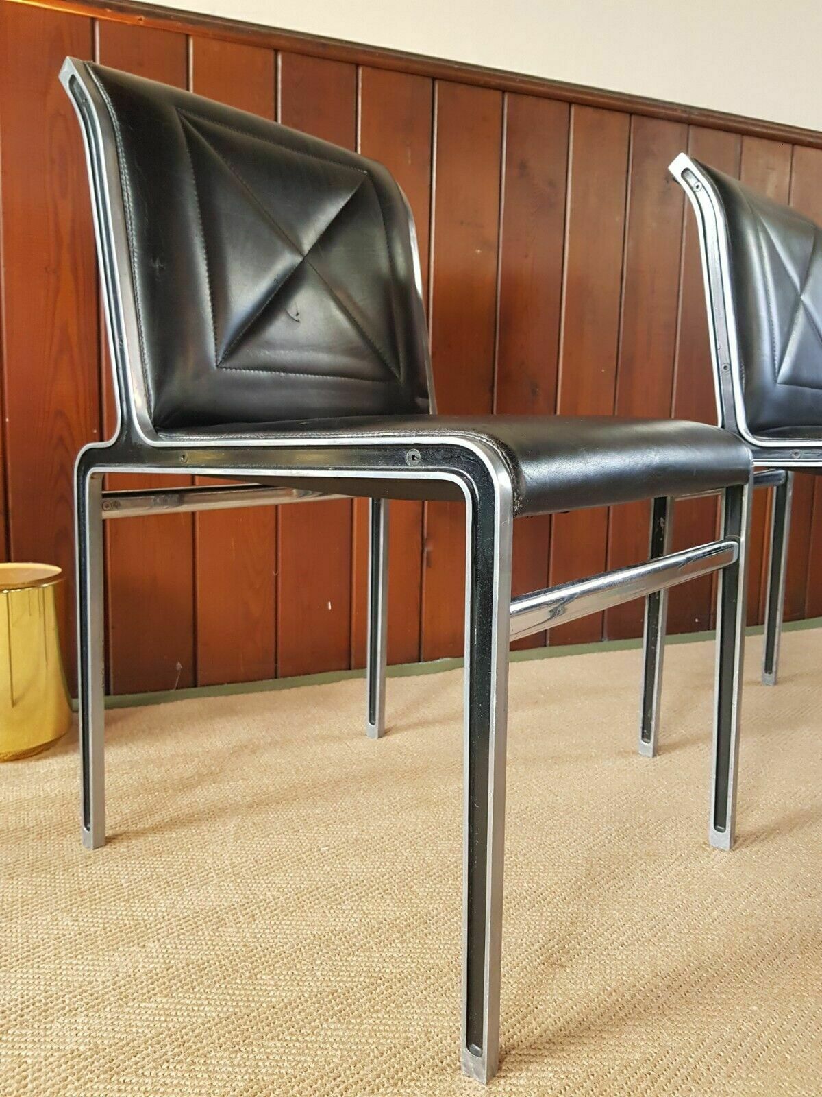 Andre Vandenbeuck Aluline Lounge Chair In Black Leather For Strassle 2 Available photo furniture