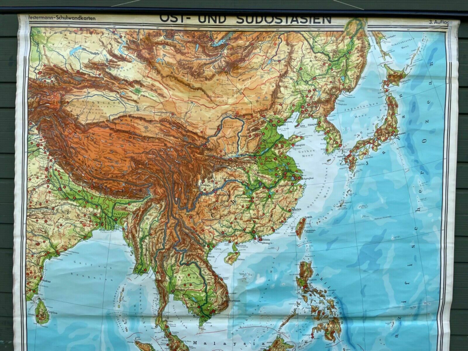 Vintage South & East Asia Geographical Roll Down School Map Chart Geography photo buy