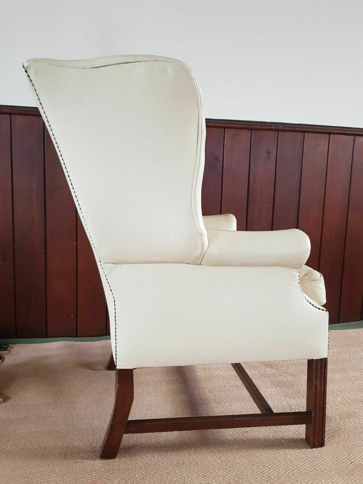 A Reupholstered Leather George III Style Wingback Armchair photo 895.0