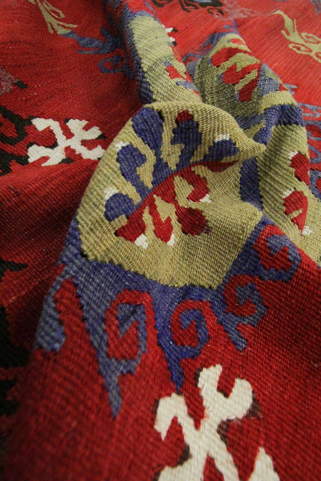 Textiles Hand Woven Carpet Turkish Kilim Rug Traditional Sarkisla Red Area Rug photo