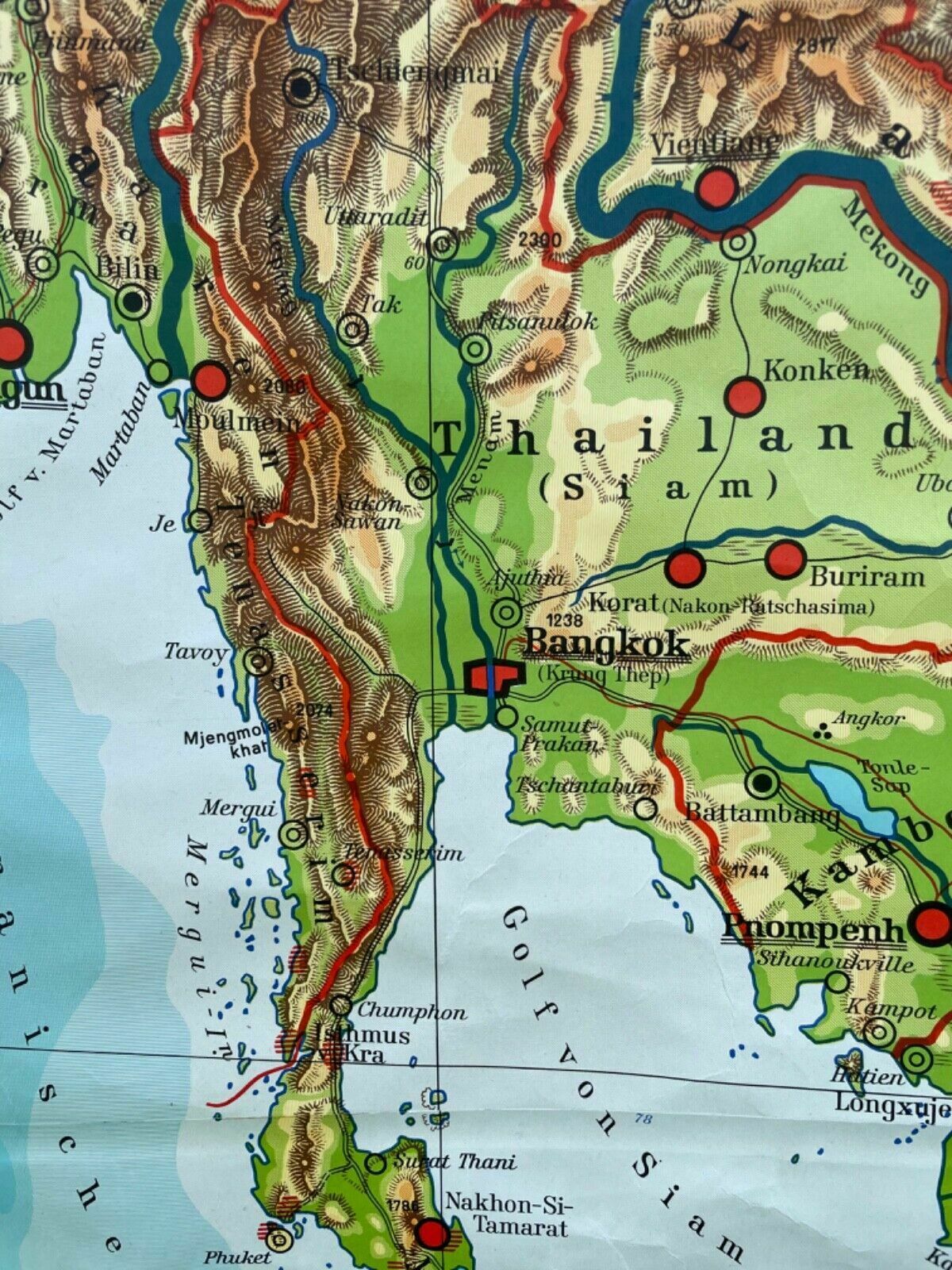 photo for sale Vintage South & East Asia Geographical Roll Down School Map Chart Geography