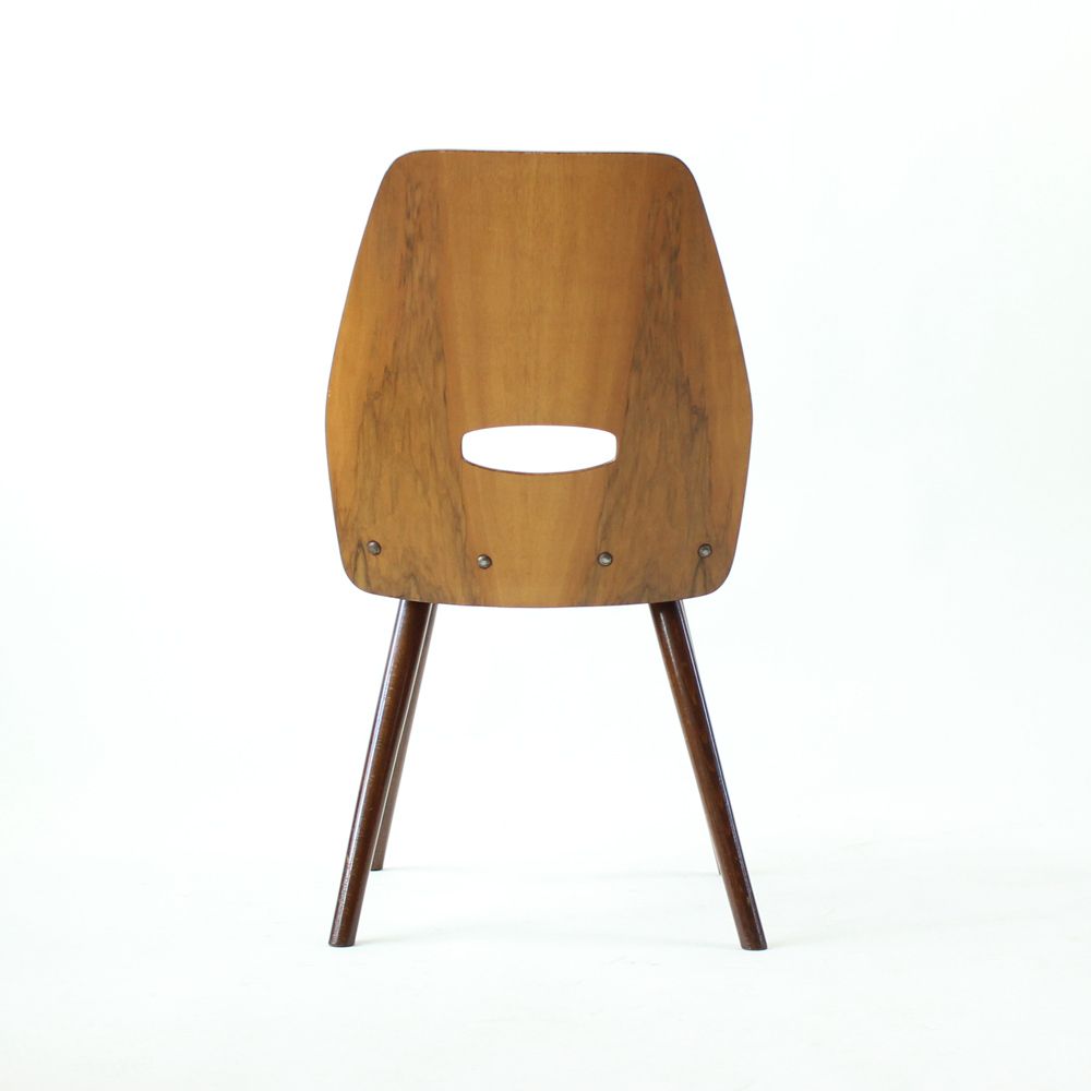 photo for sale Frantisek Jirak Lollipop Dining Chairs In Walnut Veneer For Tatra, Circa 1960, Set Of 4