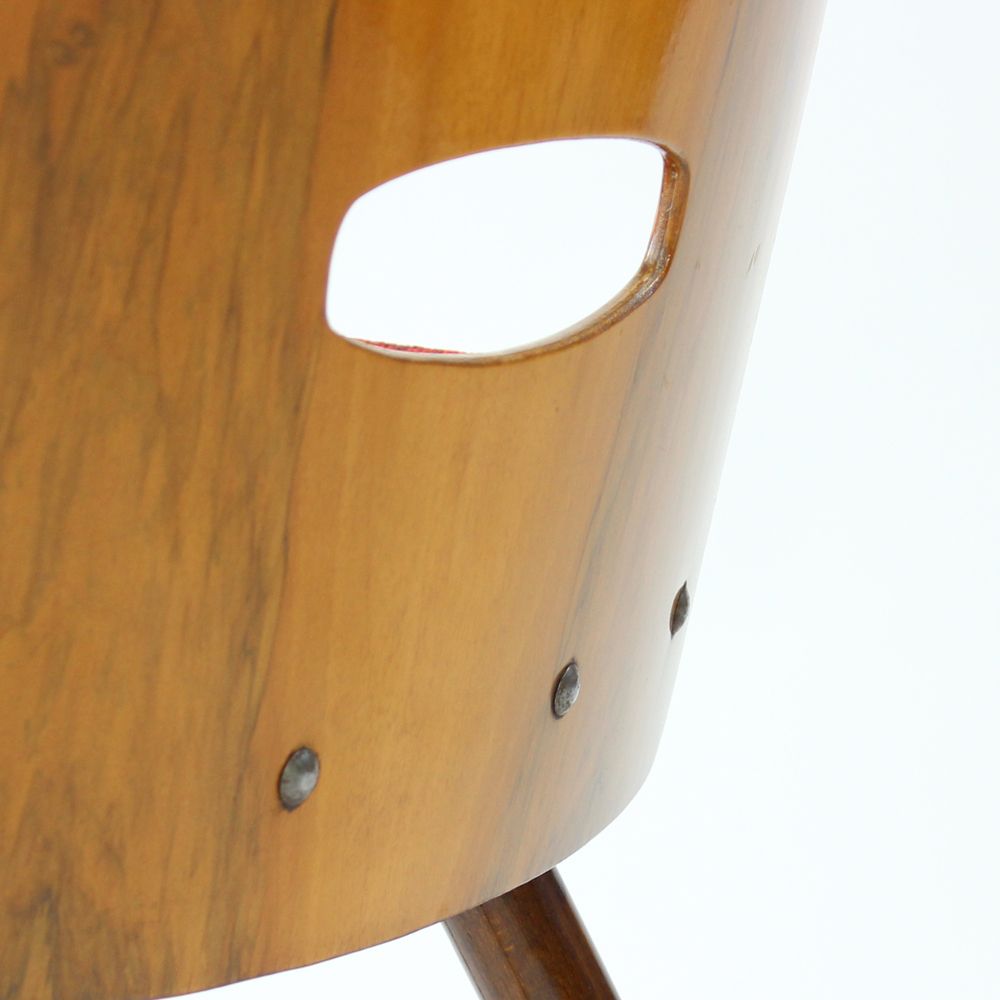 Furniture Frantisek Jirak Lollipop Dining Chairs In Walnut Veneer For Tatra, Circa 1960, Set Of 4 photo