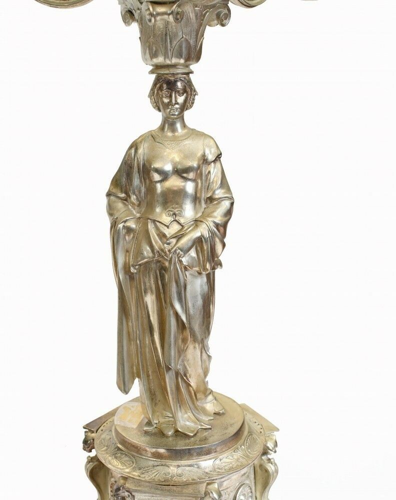 Pair Silverplate Candelabras   2.5 Ft English Victorian Maidens photo furniture