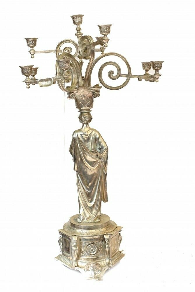 Pair Silverplate Candelabras   2.5 Ft English Victorian Maidens photo 1650.0