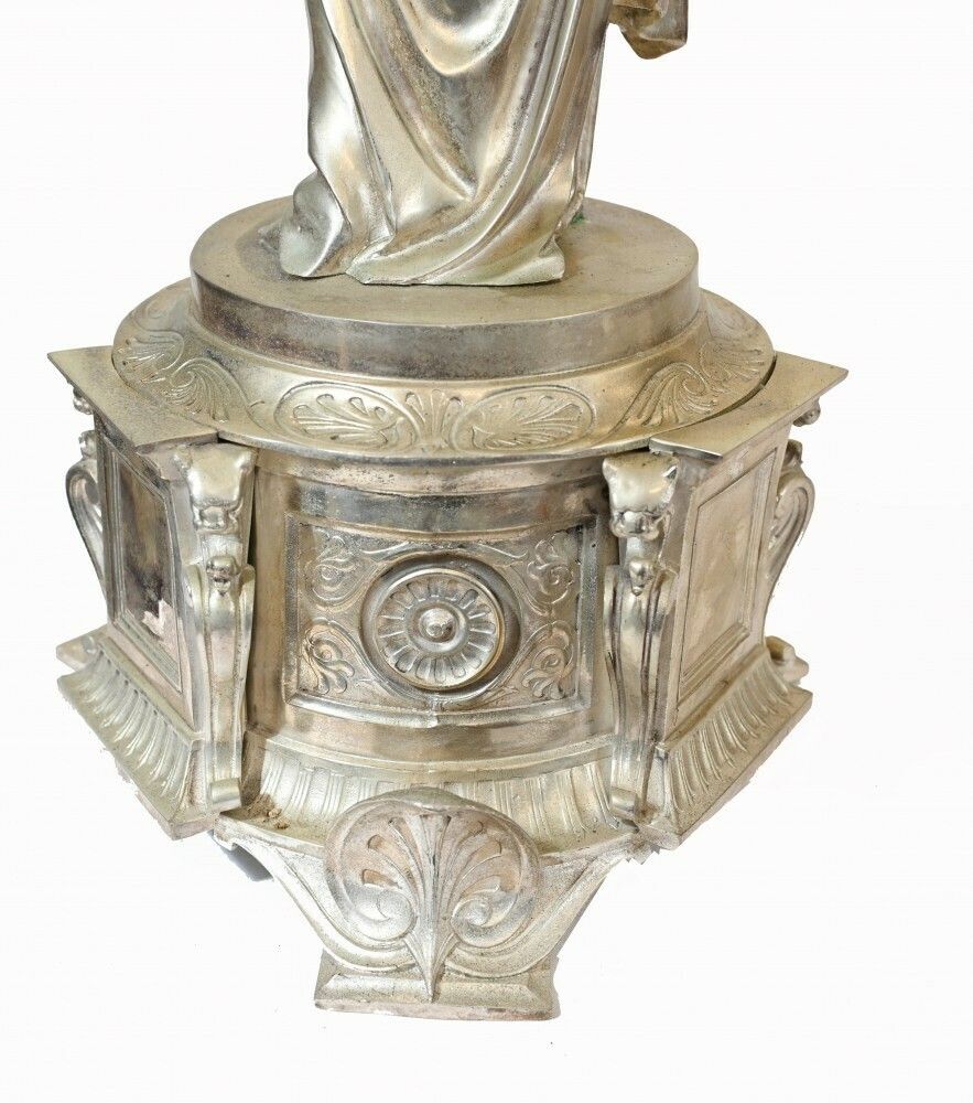 photo for sale Pair Silverplate Candelabras   2.5 Ft English Victorian Maidens
