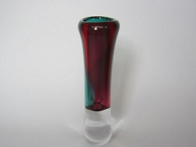 Hand Blown Bohemia Glass Art Glass Vase Red And Turquiose Lead Free Crystal photo vintage