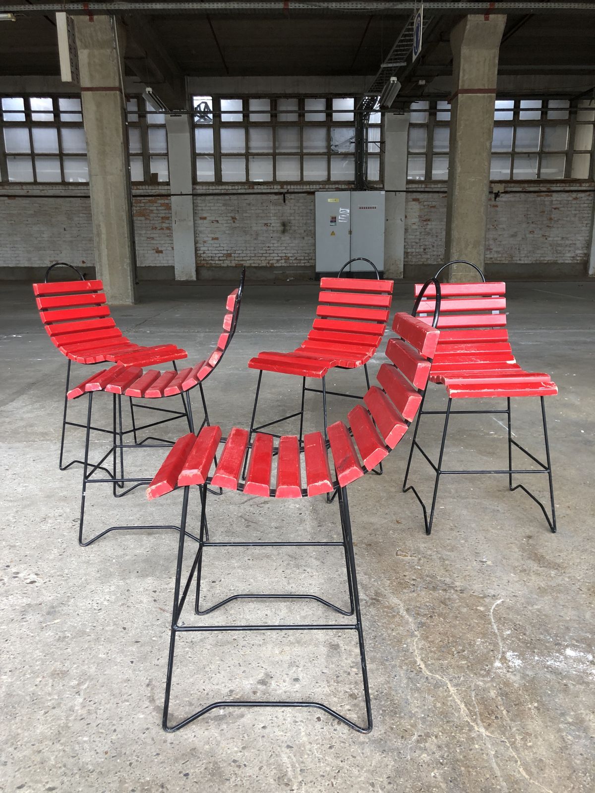 1349.96 Playful Dining Chairs With Wooden Slats, 1960s, Set Of 5 photo