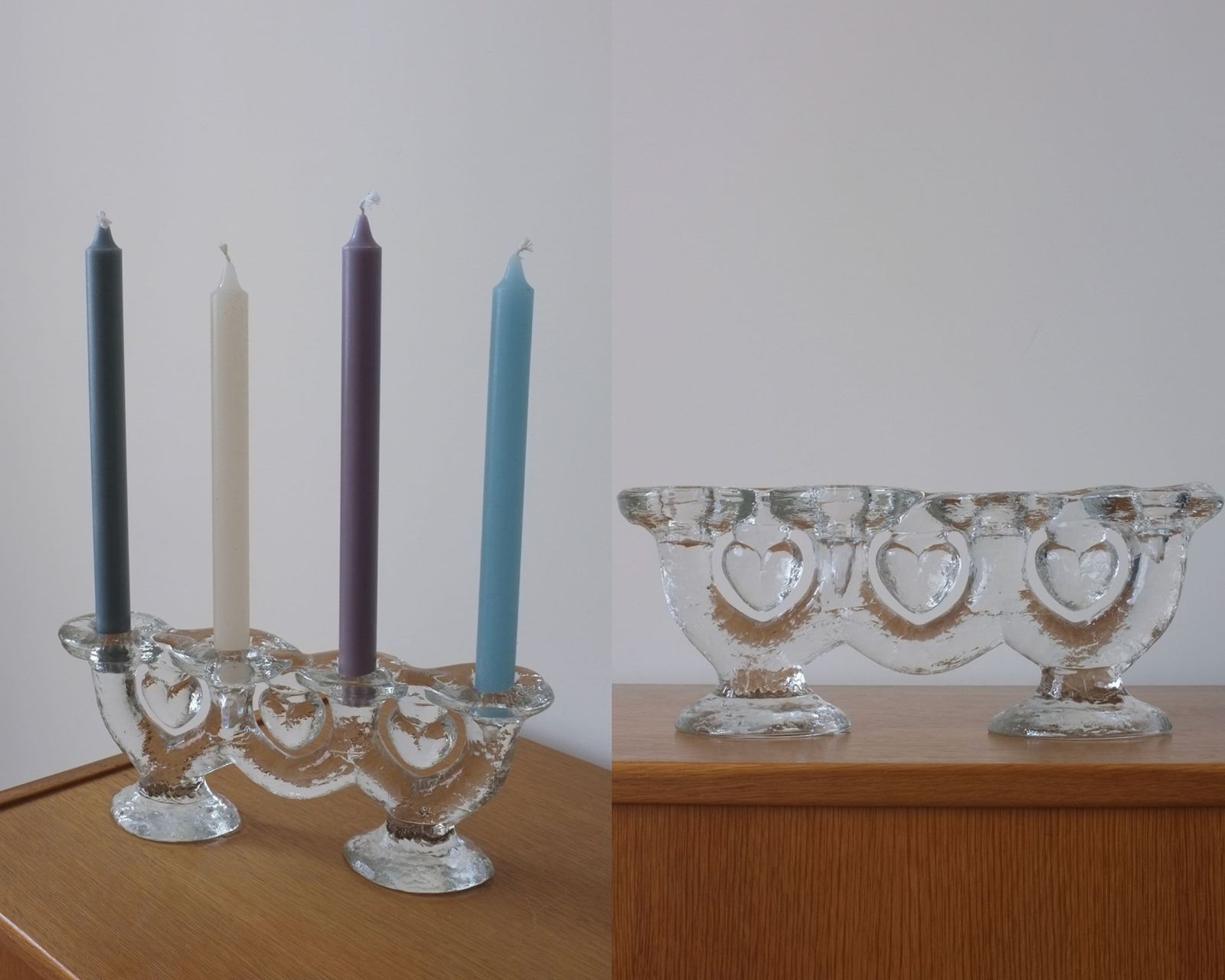 Heart Art Glass Candle Holder/Staffan Gellerstedt/Pukeberg Glasbruk Sweden/Vintage