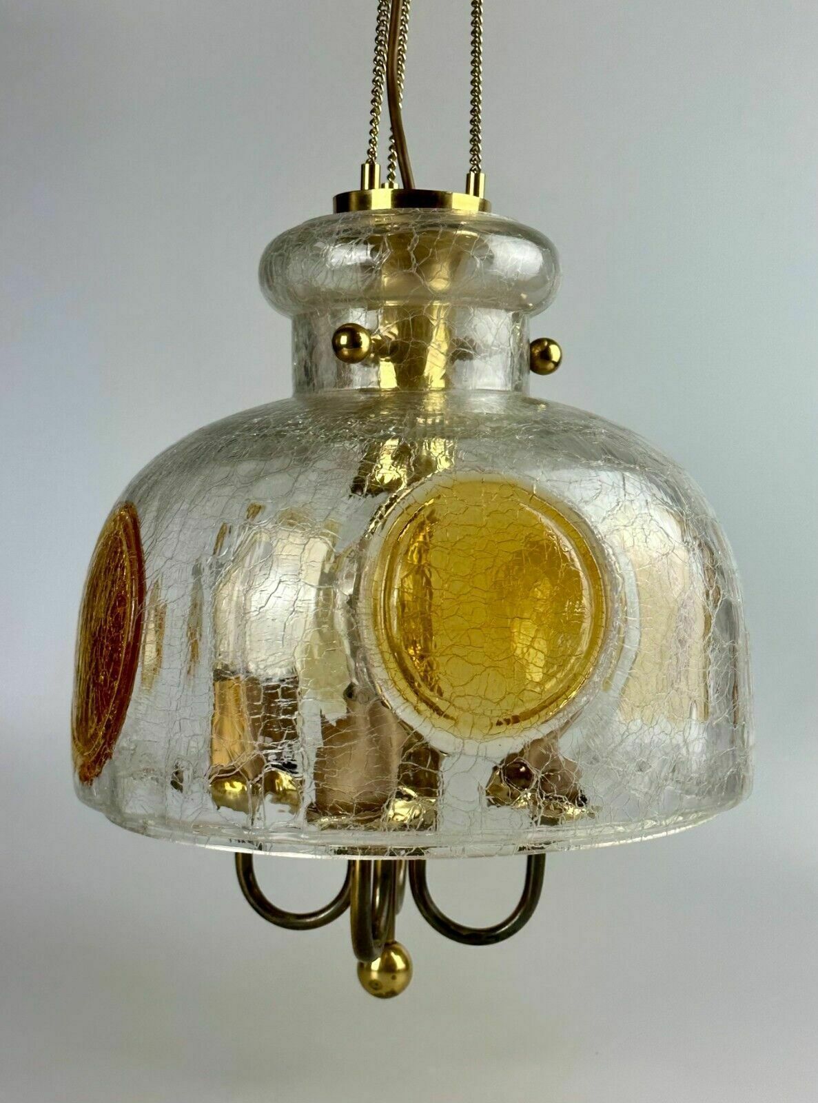 1960's 1970's Brutalist Ceiling Lamp Pendant Brass & Murano Glass photo furniture