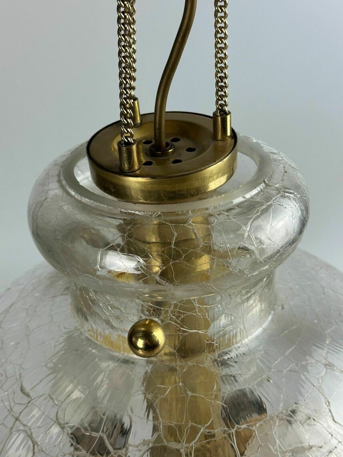 1960's 1970's Brutalist Ceiling Lamp Pendant Brass & Murano Glass photo 426.0