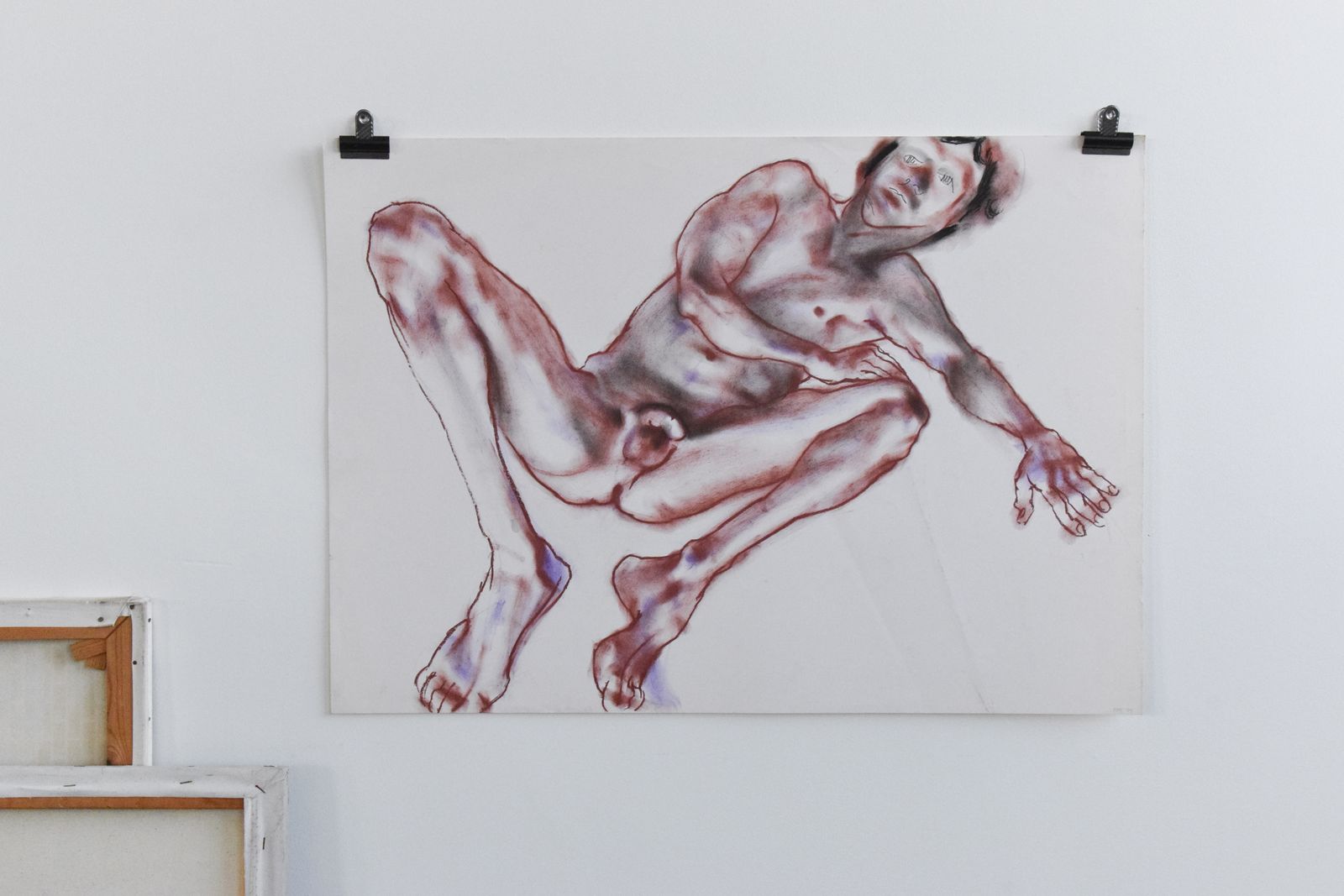 Vintage Original Pastel Male Nude Life Drawing By Artist Robert Arthur Bramwell