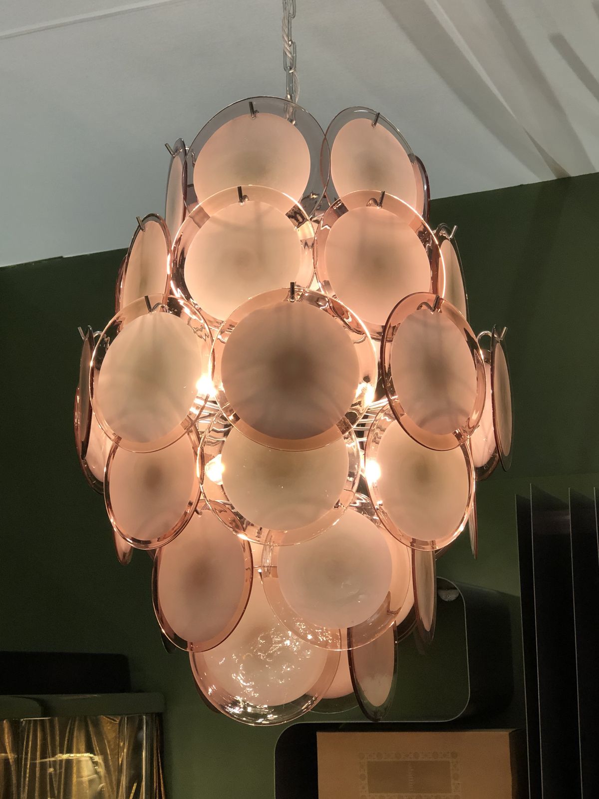 Murano Chandelier With 42 Crystal Disks By Gino Vistosi, 1970s