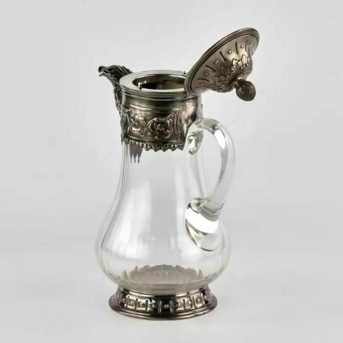 Wine Jug, Glass In Silver, 1800s photo Home Decor