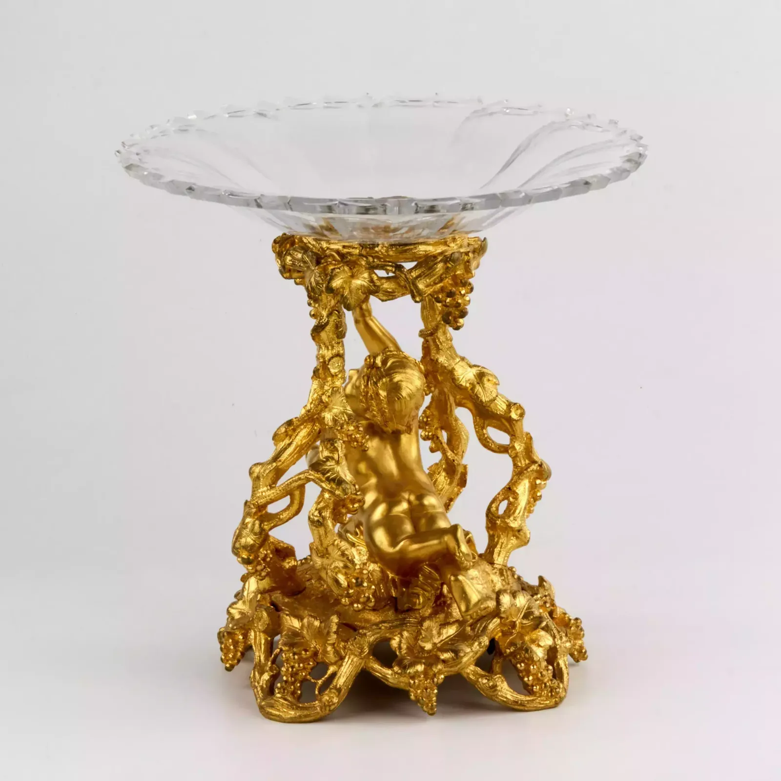 Decorative Fruit Vase, Gilded Bronze, With Crystal, Napoleon III Era. 19th Century. photo furniture