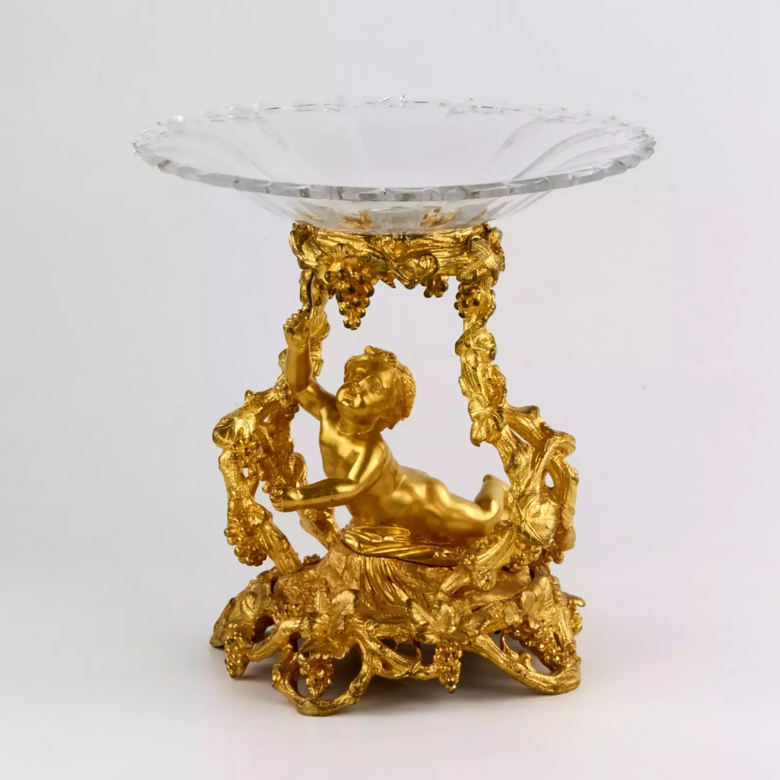 Decorative Fruit Vase, Gilded Bronze, With Crystal, Napoleon III Era. 19th Century. photo for sale